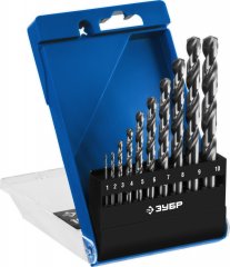 Набор сверл по металлу ЗУБР Проф-А 10 шт, 1-10 мм,сталь Р6М5 29625-H10