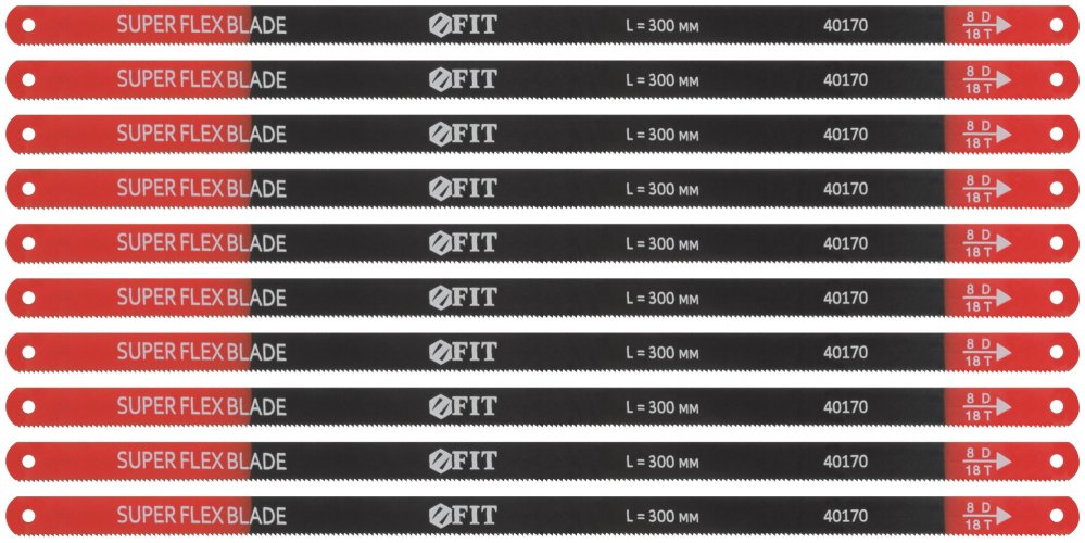 Полотна ножовочные односторонние 300 мм ( Super Flex), 10 шт. ( 18 ТPI ) FIT 40170