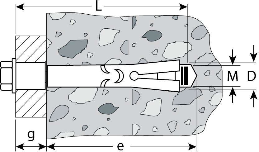 Болт анкерный с пластиковым кольцом 8 шт. (20х110 мм; М16) ЗУБР 4-302312-16-110