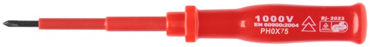 Отвертка изолированная 1000 В, CrV сталь, пластиковая ручка РН0 х 75 мм FIT 55806
