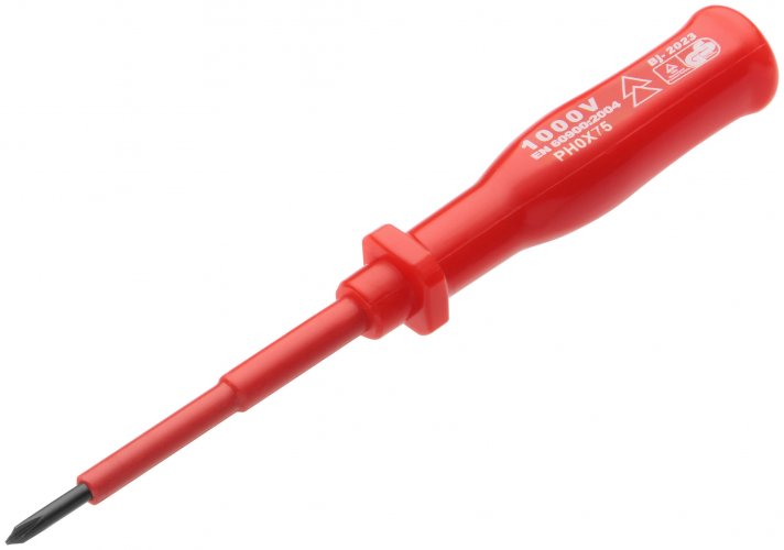 Отвертка изолированная 1000 В, CrV сталь, пластиковая ручка РН0 х 75 мм FIT 55806