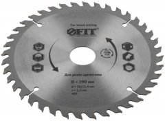 Диск пильный для циркулярных пил по дереву 190 х 30/25,4 х 40T FIT 37742