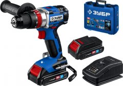 Бесщеточная ударная дрель-шуруповерт ЗУБР Профессионал 20В, 2 АКБ, 2 Ач, в кейсе DBS-201-22