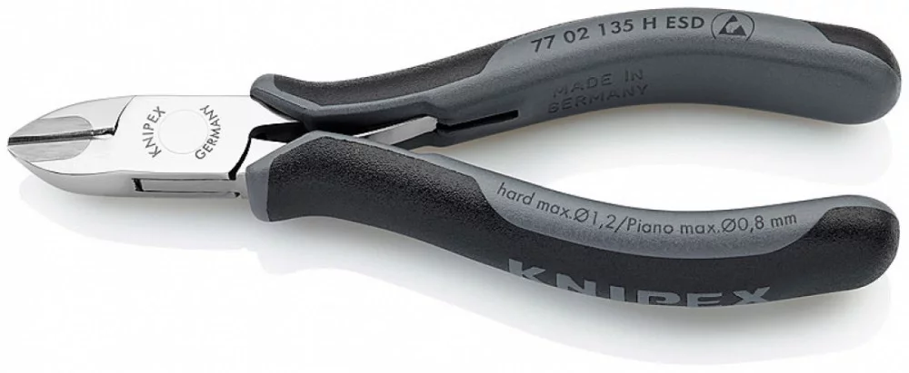 Кусачки боковые для электроники антистатические 135 мм, KNIPEX, ( KN-7702135HESD )