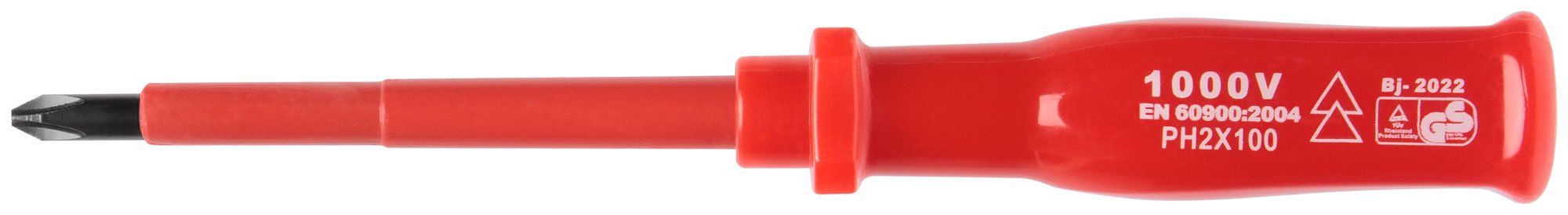 Отвертка изолированная 1000 В, CrV сталь, пластиковая ручка РН2 х 100 мм FIT 55808