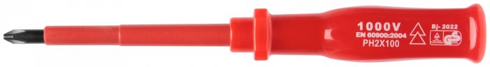 Отвертка изолированная 1000 В, CrV сталь, пластиковая ручка РН2 х 100 мм FIT 55808
