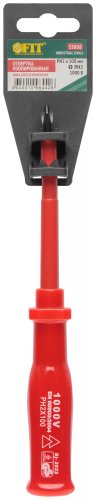 Отвертка изолированная 1000 В, CrV сталь, пластиковая ручка РН2 х 100 мм FIT 55808