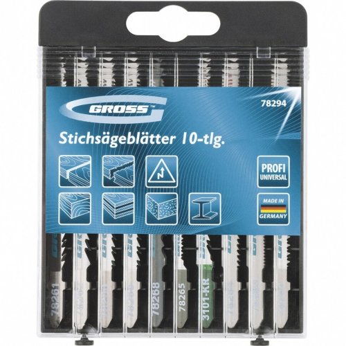 Набор полотен для электролобзика универсальный, 10 шт, Profi, пластиковый кейс Gross 78294