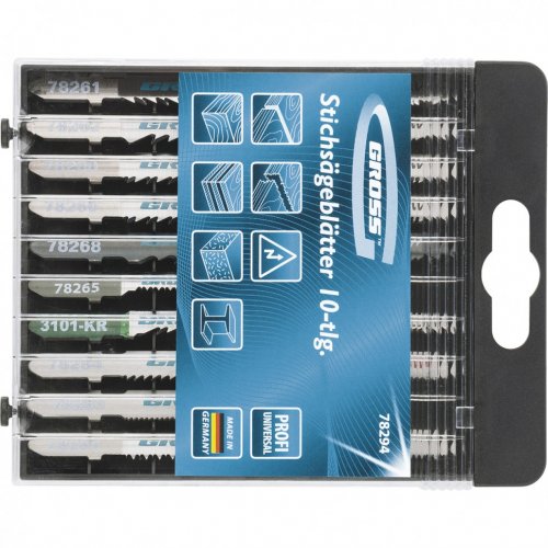Набор полотен для электролобзика универсальный, 10 шт, Profi, пластиковый кейс Gross 78294