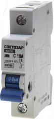 Автоматический выключатель СВЕТОЗАР 1п, 10 A, "C", 6 кА, 230/400 В SV-49061-10-C