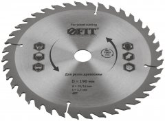 Диск пильный для циркулярных пил по дереву 190 х 20/16 х 40T FIT 37744