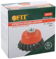 Корщетка-чашка, гайка М14, стальная витая проволока 150 мм FIT 39470
