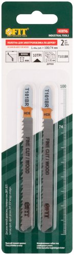 Полотна по дереву, HCS, шлифованные под свободным углом, реверсивные зубья, 100/74/2,5 мм (T101BR), 2 шт. FIT 40896