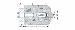 Анкерный болт с пластиковым кольцом ЗУБР желтопассивированный, 16x110мм, ТФ6 4-302316-16-110