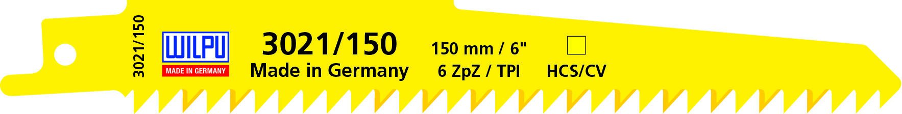 Полотно по древесине 3021/150 (5 шт; 150х19х1.27 мм; 130 мм; 6 TPI) WILPU 1221500005
