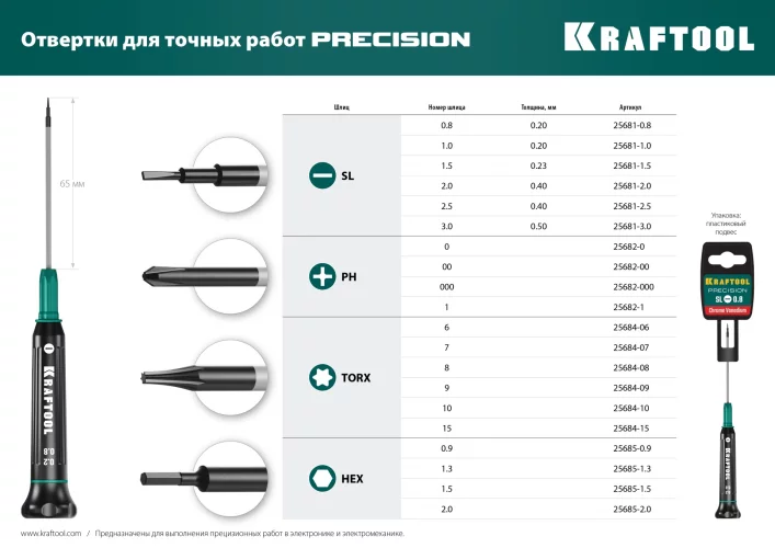Отвертка для точных работ KRAFTOOL Precision TX8, 25684-08