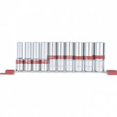 Набор удлиненных торцевых головок 1/2&quot;, шестигранные, CrV, 10 шт, 10-22 мм Matrix 13590