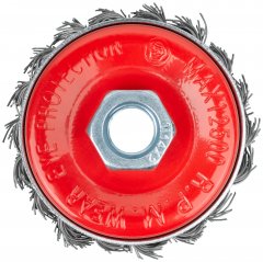 Корщетка-чашка, гайка М14, стальная витая проволока с бандажом, 65 мм FIT 39506