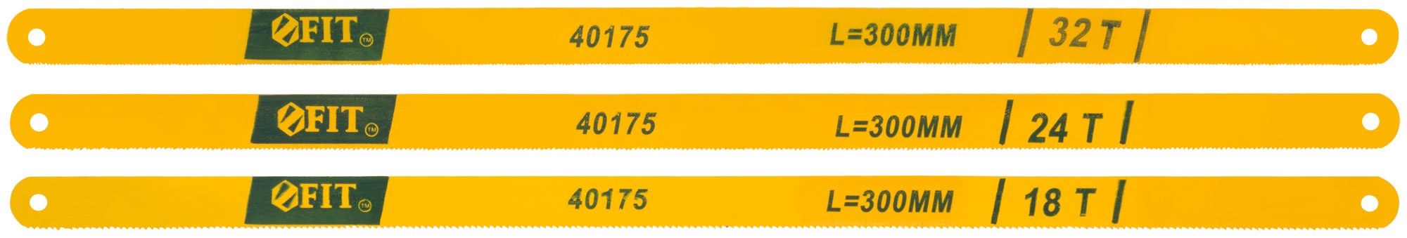 Полотна ножовочные по металлу, легированная сталь, 20 Cr, 300 мм, в блистере 3 шт. (18ТPI+24ТPI+32ТPI) FIT 40175