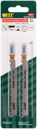 Полотна по дереву, HCS, шлифованные под свободным углом зубья, 100/74/4 мм (T101D), 2 шт. FIT 40897
