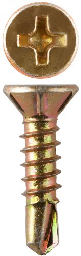 Саморезы со сверлом для оконного профиля ЗУБР желтопассивированные, PH2, 3,9x19 мм, ТФ0, 15000 шт 4-300230-39-019