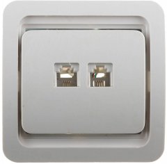 Двойная телефонная розетка СВЕТОЗАР CITY SV-54118-W