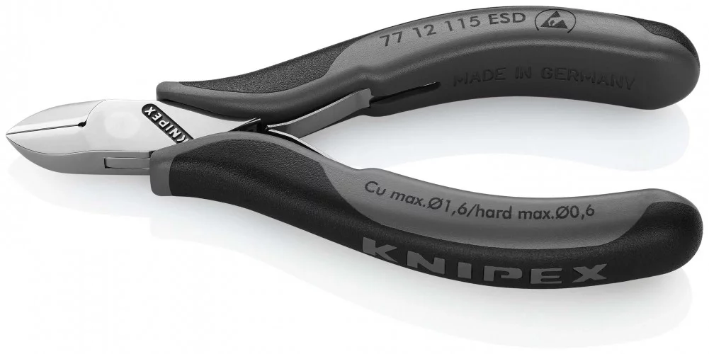 Кусачки боковые для электроники антистатические 115 мм, KNIPEX, ( KN-7712115ESD )
