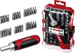 Набор: отвертка с насадками, 29 шт, ЗУБР Мастер 29 25040