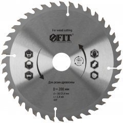 Диск пильный для циркулярных пил по дереву 200 х 30/25,4 х 40T FIT 37746