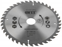 Диск пильный для циркулярных пил по дереву 200 х 30/25,4 х 40T FIT 37746