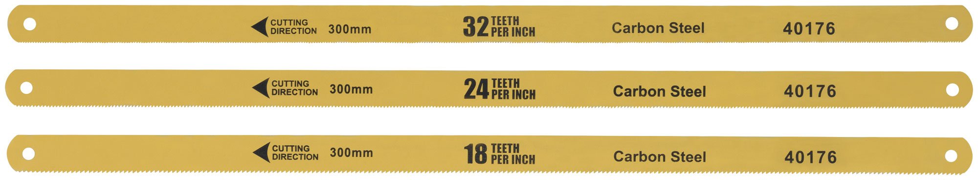 Полотна ножовочные по металлу односторонние 300 мм, набор 6 шт. на подвесе ( 18ТPI+24ТPI+32ТPI ) FIT 40176
