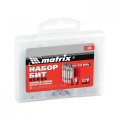 Набор бит двухсторонних 65 мм, SL-SL, PH-PH, PZ-PZ, 45Х, 10 шт. Matrix 11396
