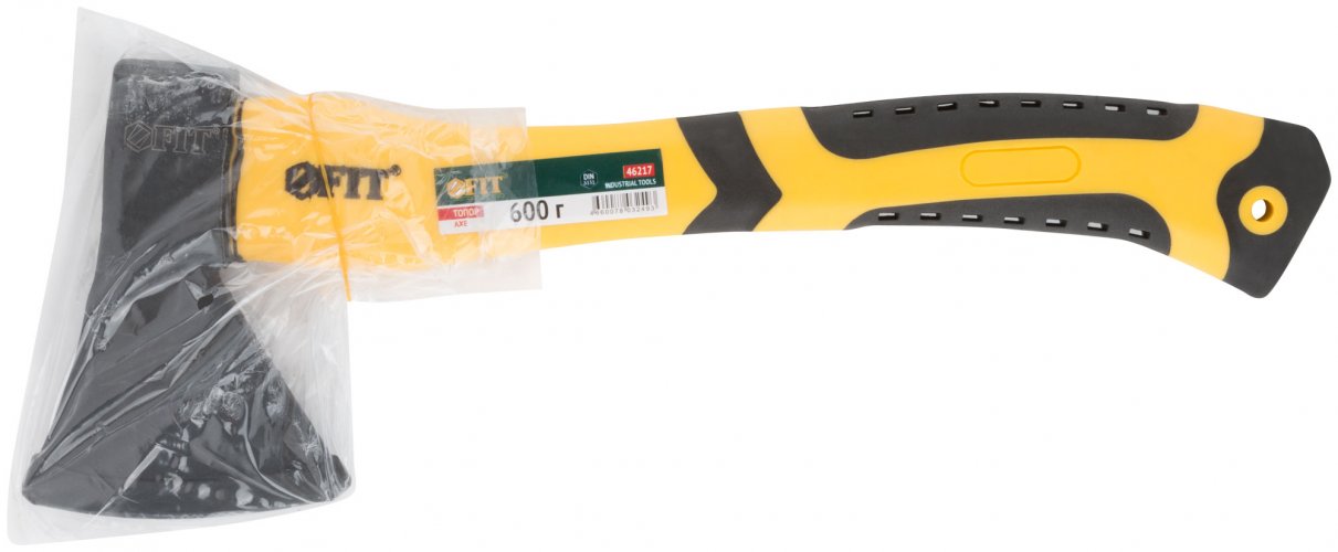 Топор кованая усиленная сталь, усиленная фиберглассовая ручка, антивибрационные накладки 600 гр. FIT 46217