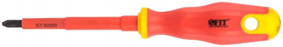 Отвертка изолированная 1000 В, CrV сталь, прорезиненная ручка 6,5х100 мм РН2 FIT 55894