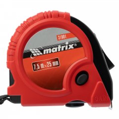Рулетка Rubber,7,5 м х 25 мм,обрезиненный корпус Matrix 31001