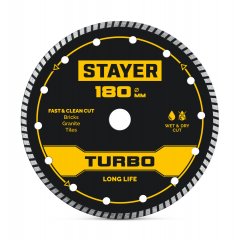STAYER TURBO 180 мм (22.2 х 7 х 2.6 мм), сегментированный алмазный диск (3662-180)