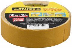 Двусторонняя клейкая лента STAYER "Profi" армированная тканью 38 мм х 10 м 1217-38-10