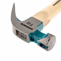 Молоток-гвоздодер, 200 г, угол 45, магнит, обрезиненная рукоятка American hickory GROSS 10414