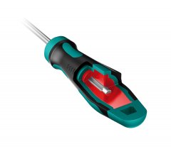 Отвертка KRAFTOOL Cr-Mo-V сталь, двухкомпонентная, противоскользящая рукоятка, HEX, №5x100мм 250075-5-100