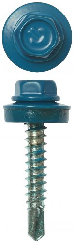 Саморезы для крепления кровельных материалов к деревянной обрешетке ЗУБР цвет RAL 5009 "небесно-голубой", оцинк., 4,8x29 мм, 400 шт 4-300315-48-029-5009