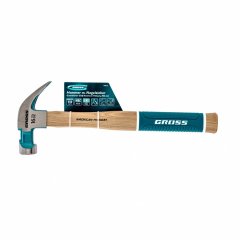 Молоток-гвоздодер, 450 г, угол 45, магнит, обрезиненная рукоятка American hickory GROSS 10415