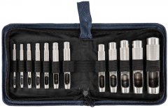 Набор пробойников для кожи 3 4 5 6 7 8 9 10 12 14 16 19 мм, 12 шт, чехол Сибртех 18312
