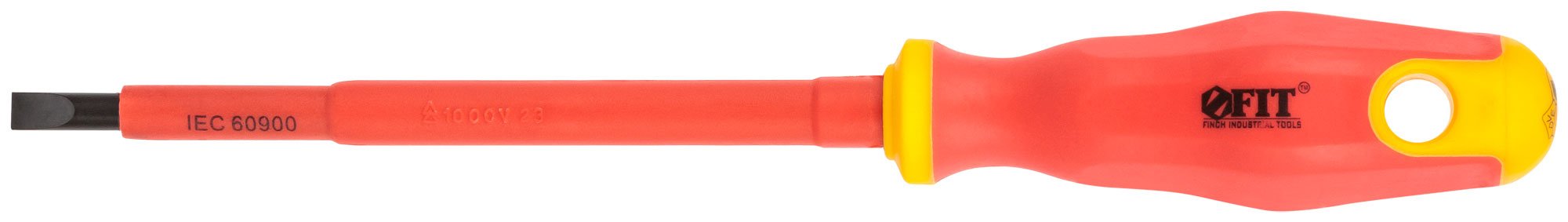 Отвертка изолированная 1000 В, CrV сталь, прорезиненная ручка 5,5х125 мм SL FIT 55898
