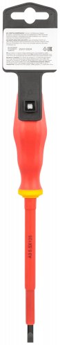 Отвертка изолированная 1000 В, CrV сталь, прорезиненная ручка 5,5х125 мм SL FIT 55898