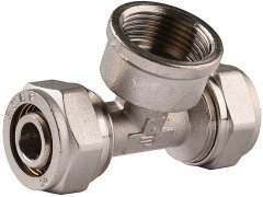 Тройник с внутренней резьбой, цанга-гайка, 1/2"х16х2,0 мм, никель, ЗУБР 51406-16-1/2