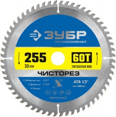 Диск пильный по дереву Чисторез (255х30 мм; 60T) ЗУБР 36905-255-30-60_z01
