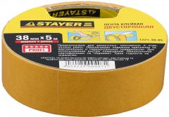 Клеящая двухсторонняя лента STAYER 38 мм, 5 м 1221-38-05