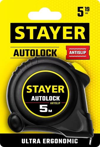 Рулетка STAYER AutoLock 5м / 19мм с автостопом 2-34126-05-19_z02