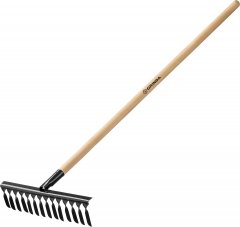 Садовые грабли с деревянным черенком GRINDA 14 витых зубьев, 444х95х1300 мм 39581-14