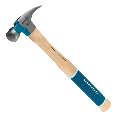 Молоток-гвоздодер, 450 г, угол 75, магнит, обрезиненная рукоятка American hickory GROSS 10418